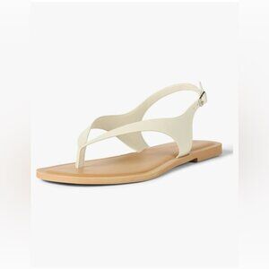 The Drop Cinda Thong Slingback Sandal Cream